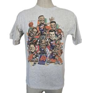 Vintage 90s Phoenix Suns Caricature T-Shirt Barkley Salem Hoop De Doo Sz L